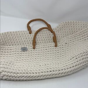 Women’s Elegant Cream Woven Tote Bag approx 28 x 7”